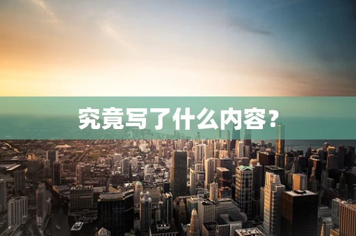 究竟写了什么内容？