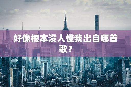 好像根本没人懂我出自哪首歌？