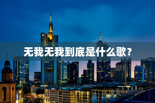 无我无我到底是什么歌？