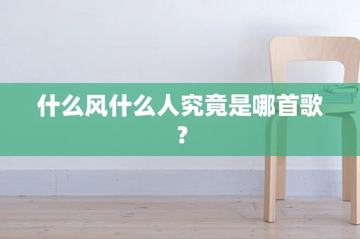 什么风什么人究竟是哪首歌？